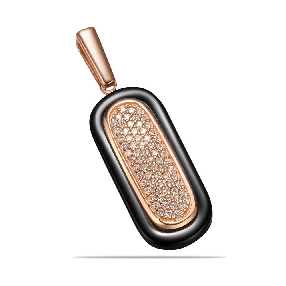 Simulated Diamonds Pendant set in 925 and Fine Ceramic